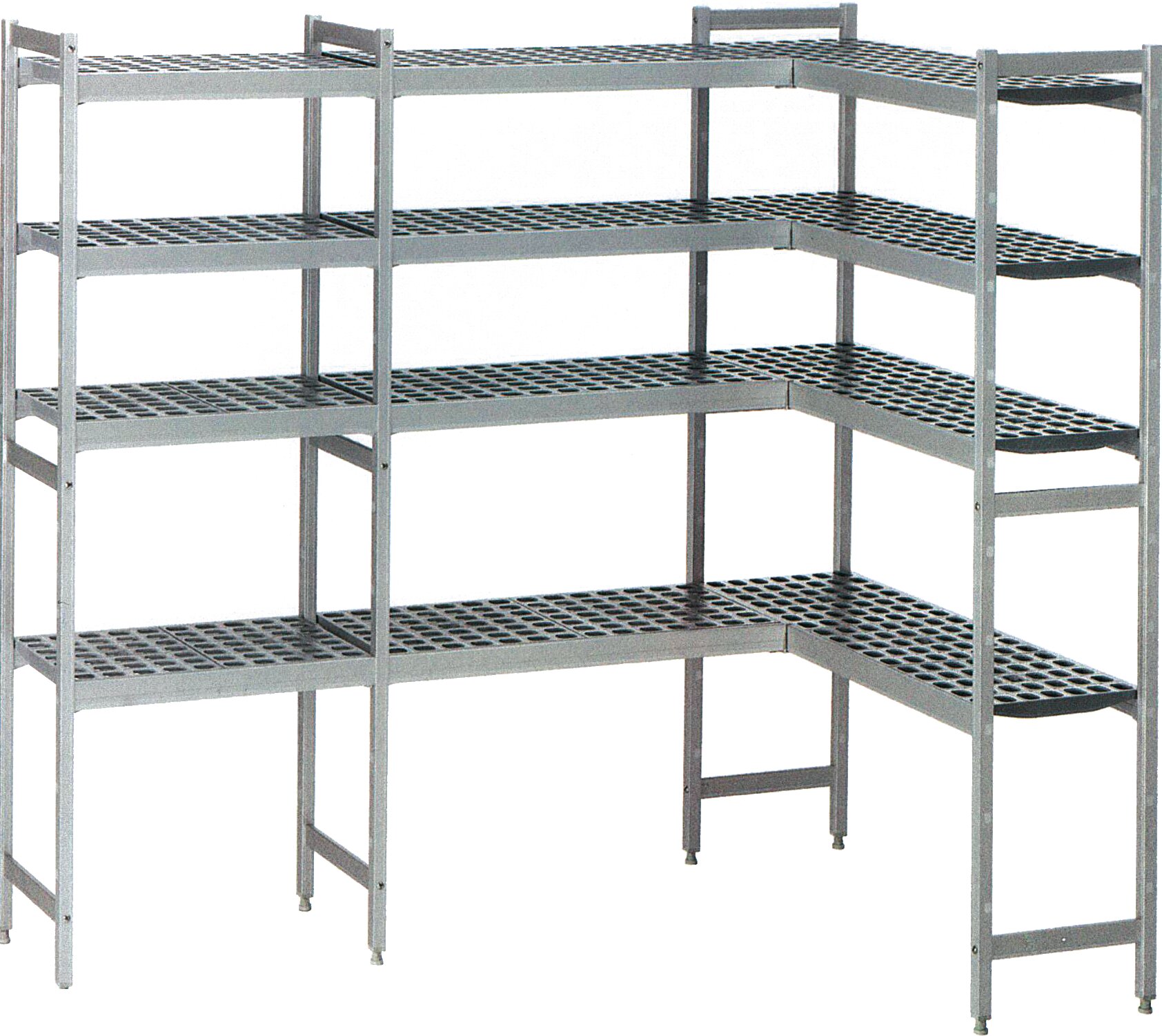 Kühlzellenregal, 4 Etagen, U-Form, passend zu Kühlzelle 661065, 661078