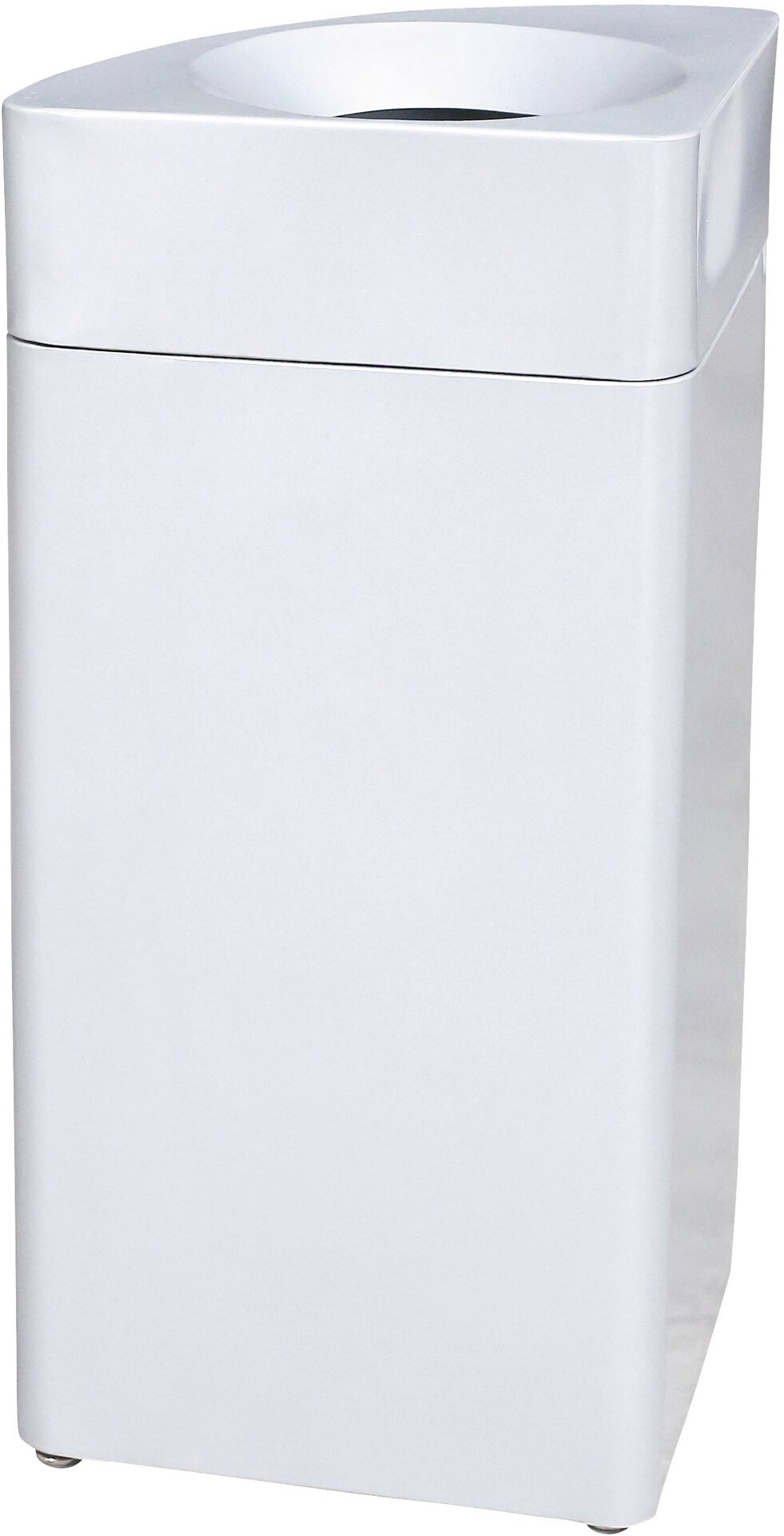 Selbstlöschender Abfalleimer 40 l, 1/4 Kreis, weiß