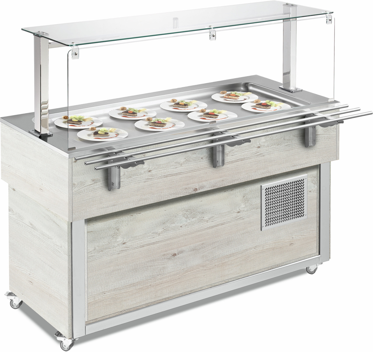 Ausgabe-Element gekühlte Platte 1169 mm GN 3/1 Vollverkleidung Hemlock