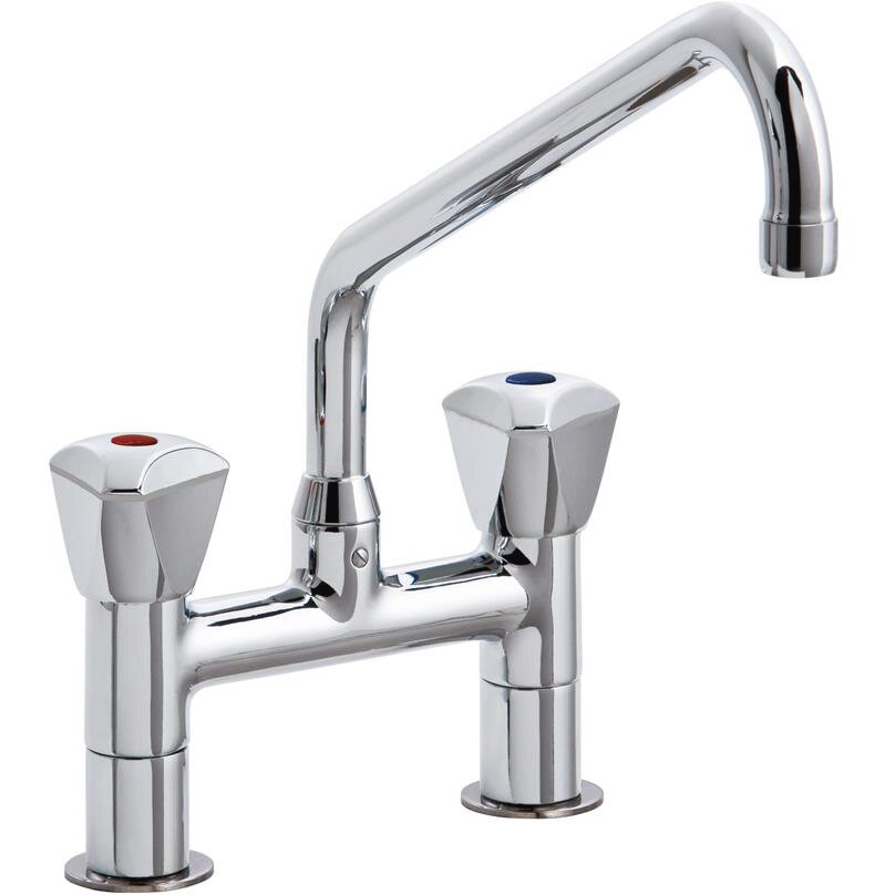 Zweigriff-Standarmatur, erhöht, Zweilochmontage, Schwenkhahn 300 mm