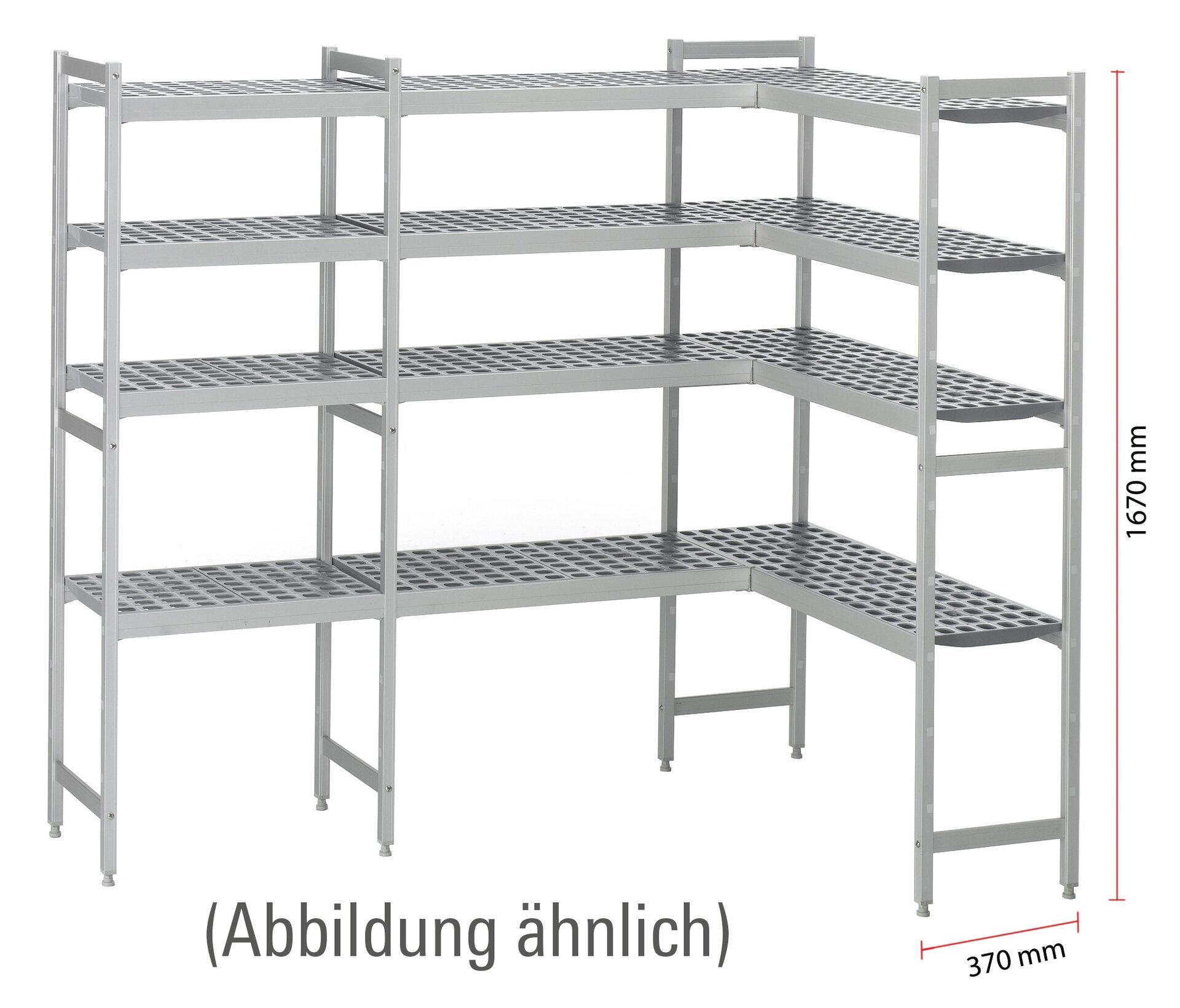 Kühlzellenregal, 4 Etagen, U-Form, passend zu Kühlzelle 661040, 661053