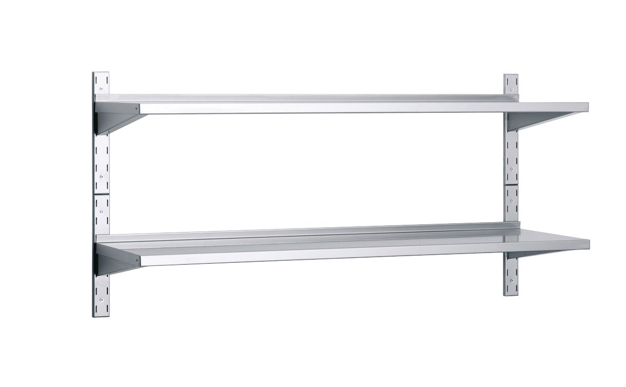 2 Wandborde mit Wandkonsolen mit 20 mm Aufkantung 1600 x 300 x 700 mm