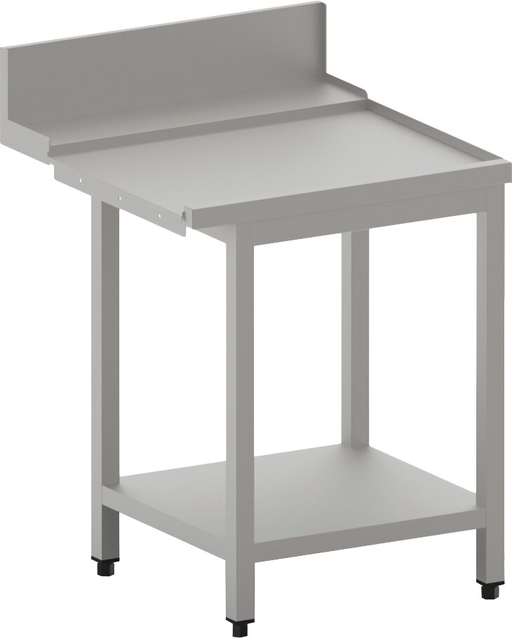 Ablauftisch rechts mit Ablagebord und Spritzblech, 600 mm