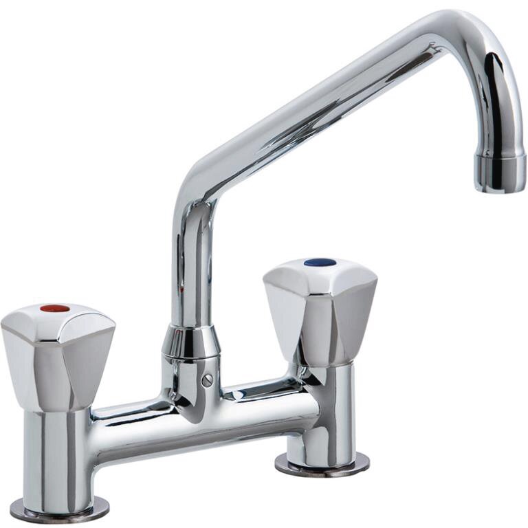 Zweigriff-Standarmatur, Zweilochmontage, Schwenkhahn 250 mm