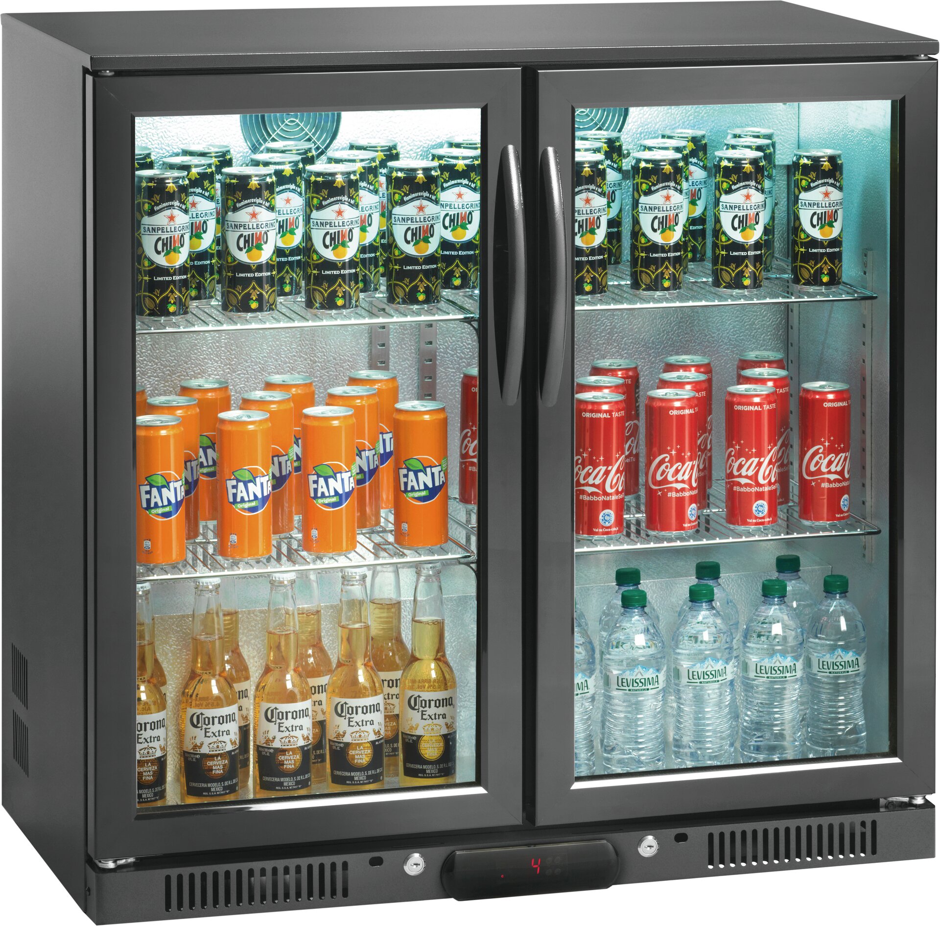 Flaschenkühlschrank 220 l 2 Flügeltüren 4 Roste