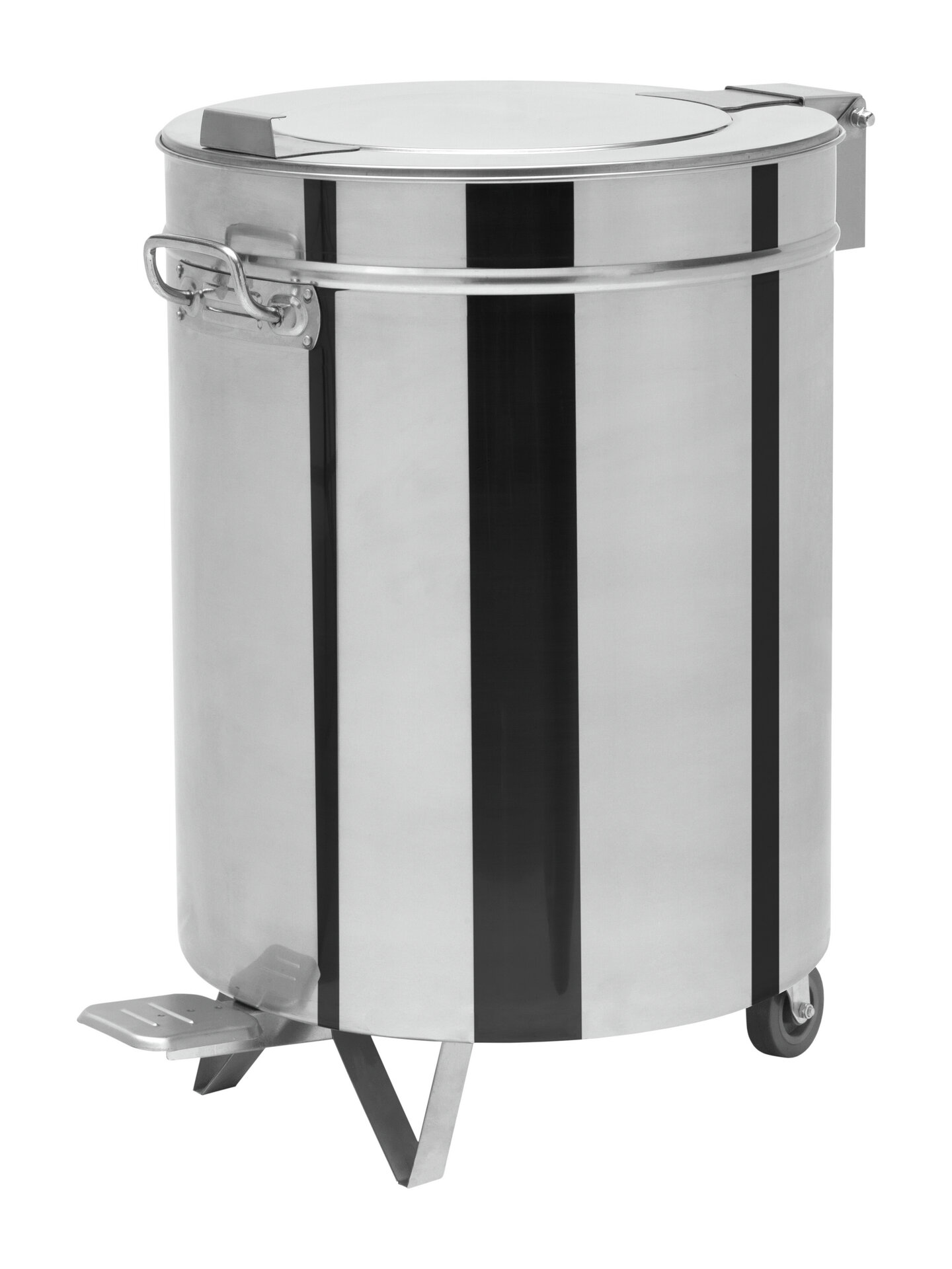 runder Abfalleimer aus Edelstahl, Pedalöffnung, 50 l