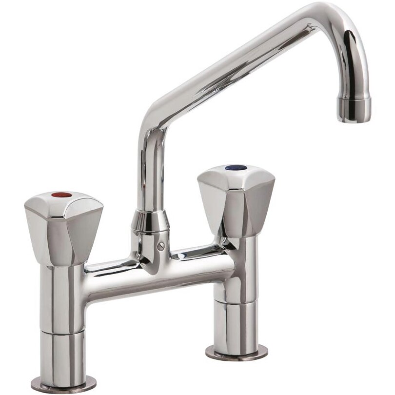 Zweigriff-Standarmatur, erhöht, Zweilochmontage, Schwenkhahn 250 mm