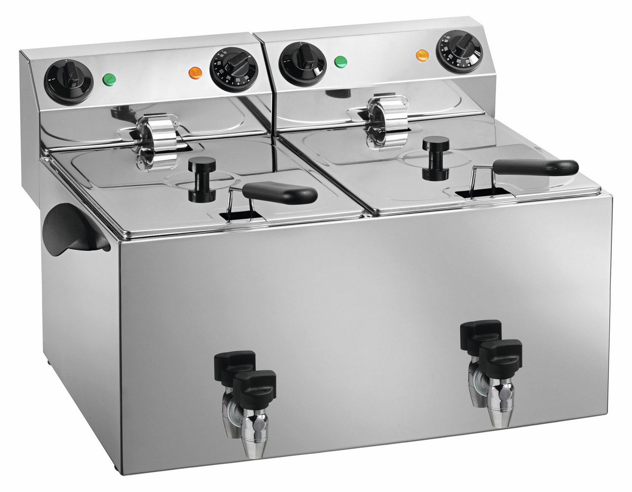 Elektro-Fritteuse 2x 8 l mit Ablasshahn
