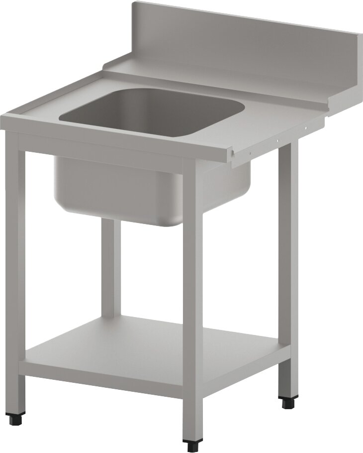 Zulauftisch links mit Becken und Ablagebord, 1600 mm