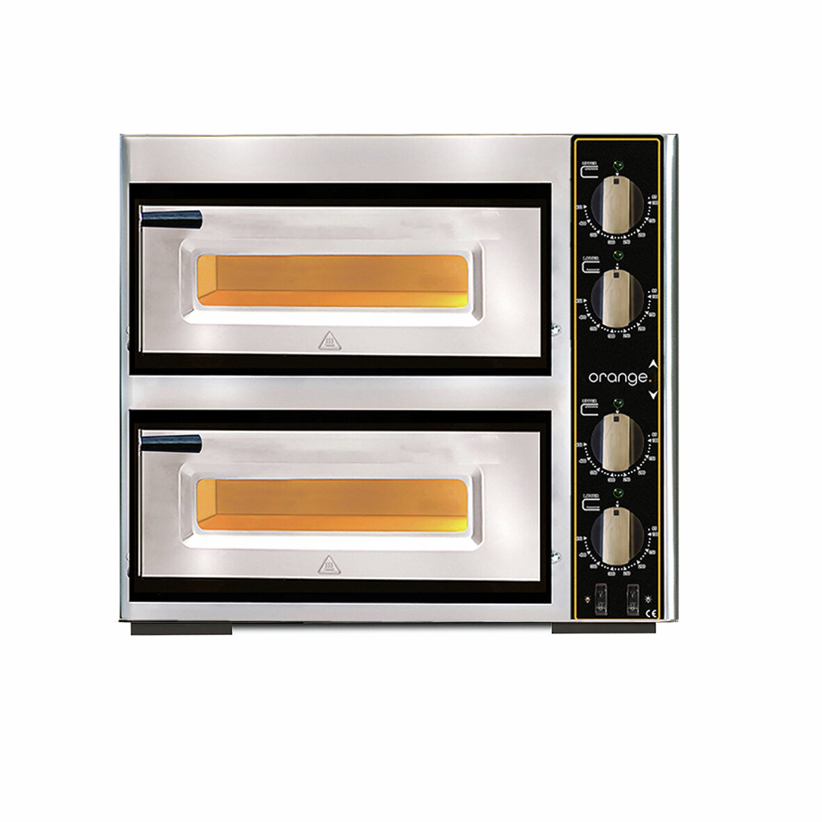 Pizzaofen mit Thermometer, elektrisch, 1+1 Ø 390 mm, 2 Backkammern