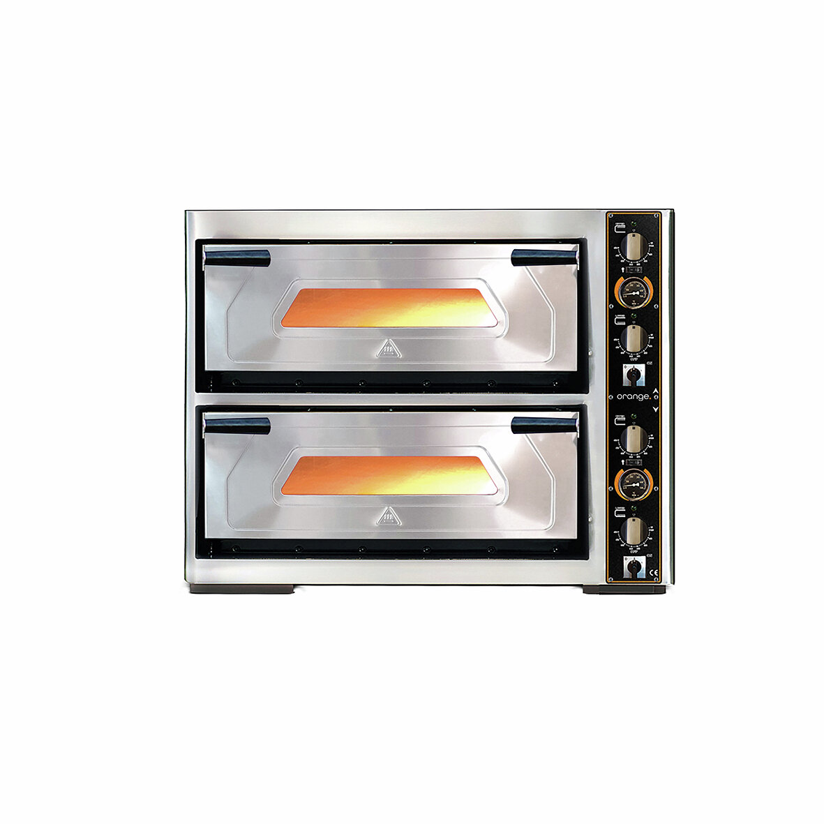 Pizzaofen, mit Thermometer, elektrisch, 6+6 x Ø 300 mm, 2 Backkammern