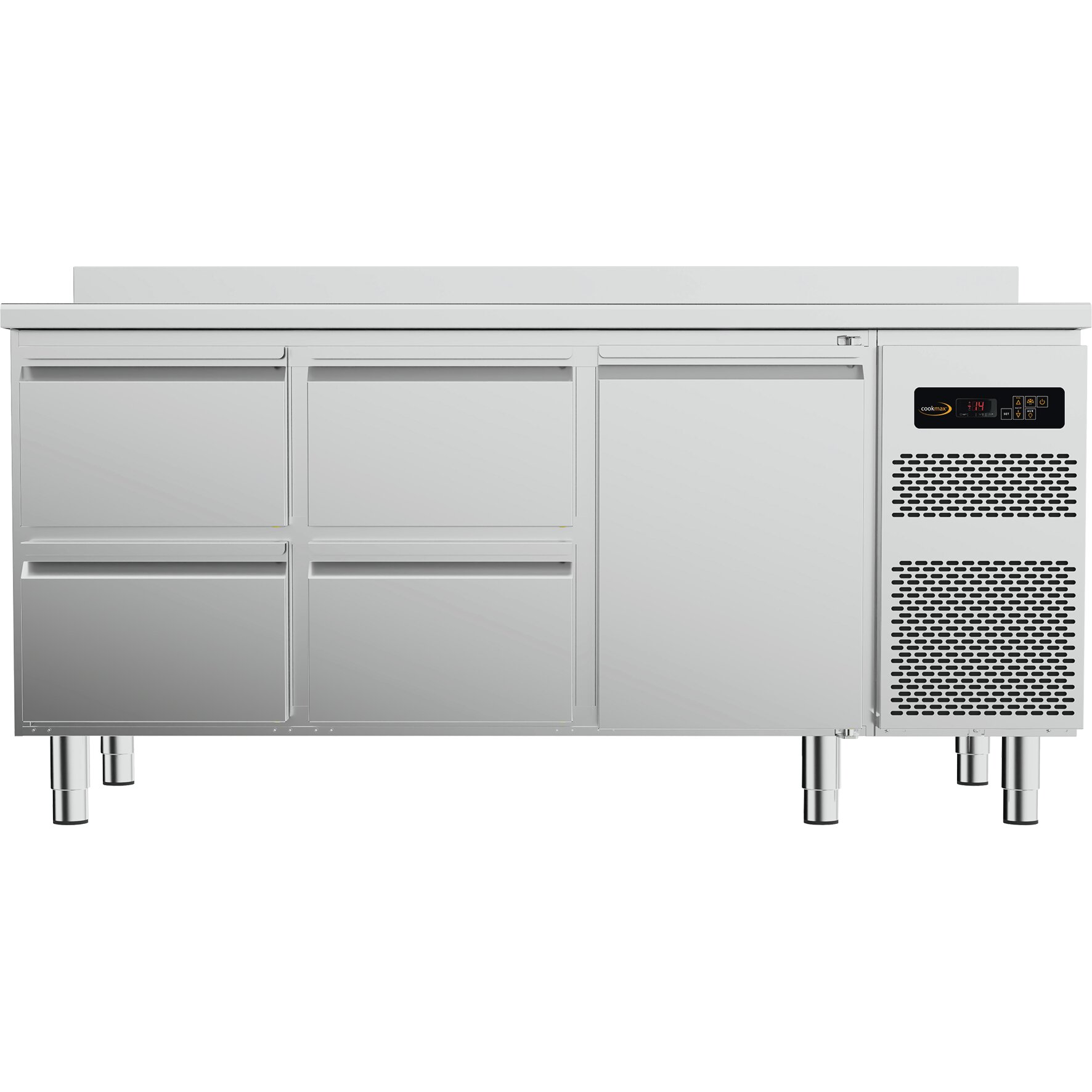 Kühltisch Zentralk., GN 1/1, 1 Tür, 4 Schubl., Korpushöhe 650 mm, ohne Arbeitsplatte